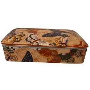 VTG Neiman Marcus Porcelain Playing Cards Divided Trinket Dish Butterfly Motif